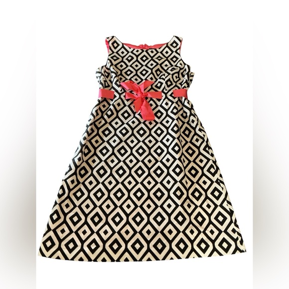 Jessica Howard Dresses & Skirts - Jessica Howard women’s Black White Geometric Dress Pink Bow Sleeveless size‎ 6